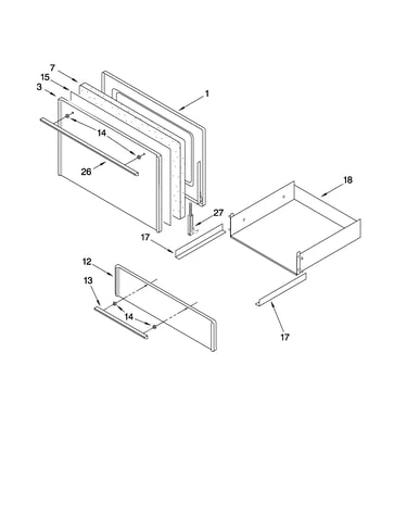 Oven door and drawer parts