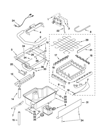 Evaporator, ice cutter grid and water parts