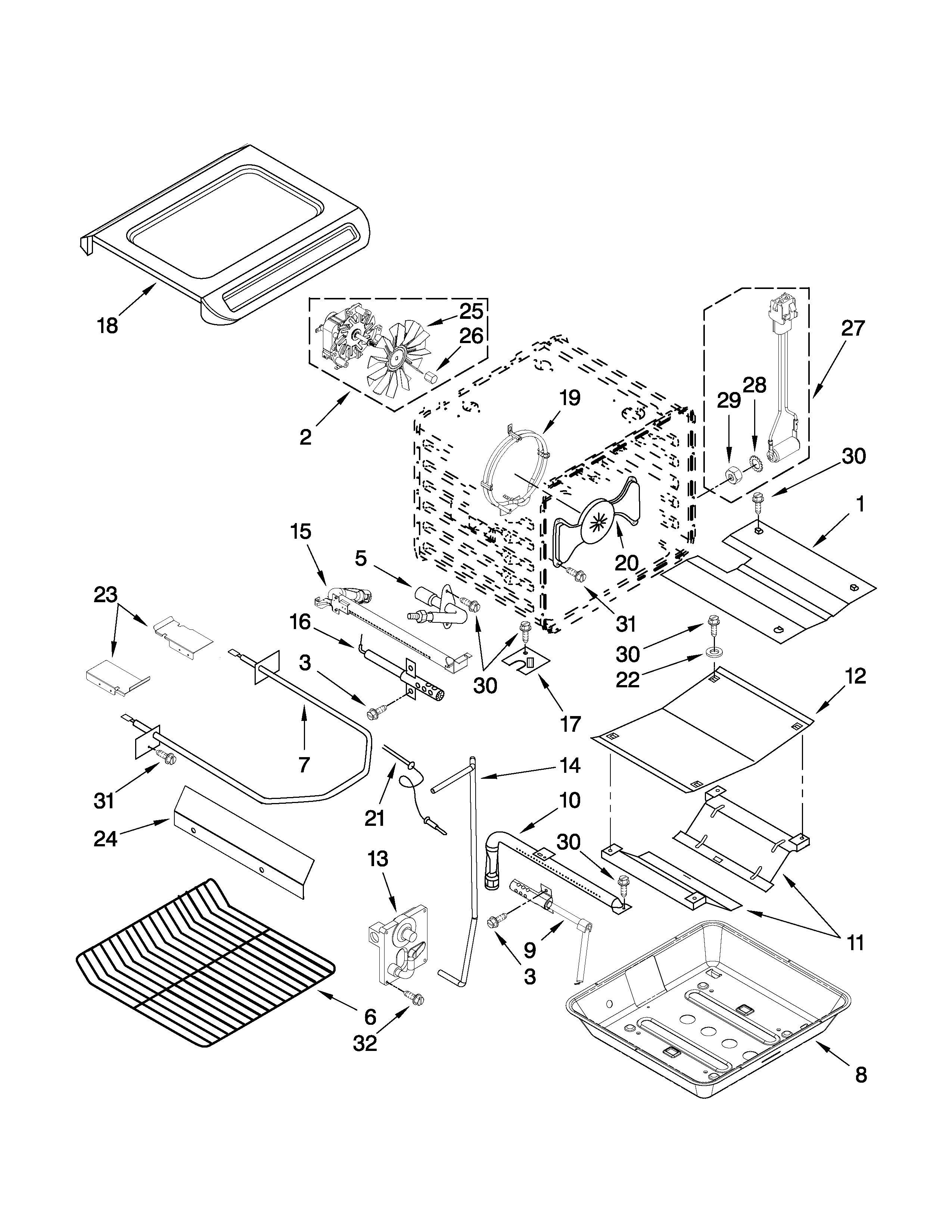 Internal oven parts