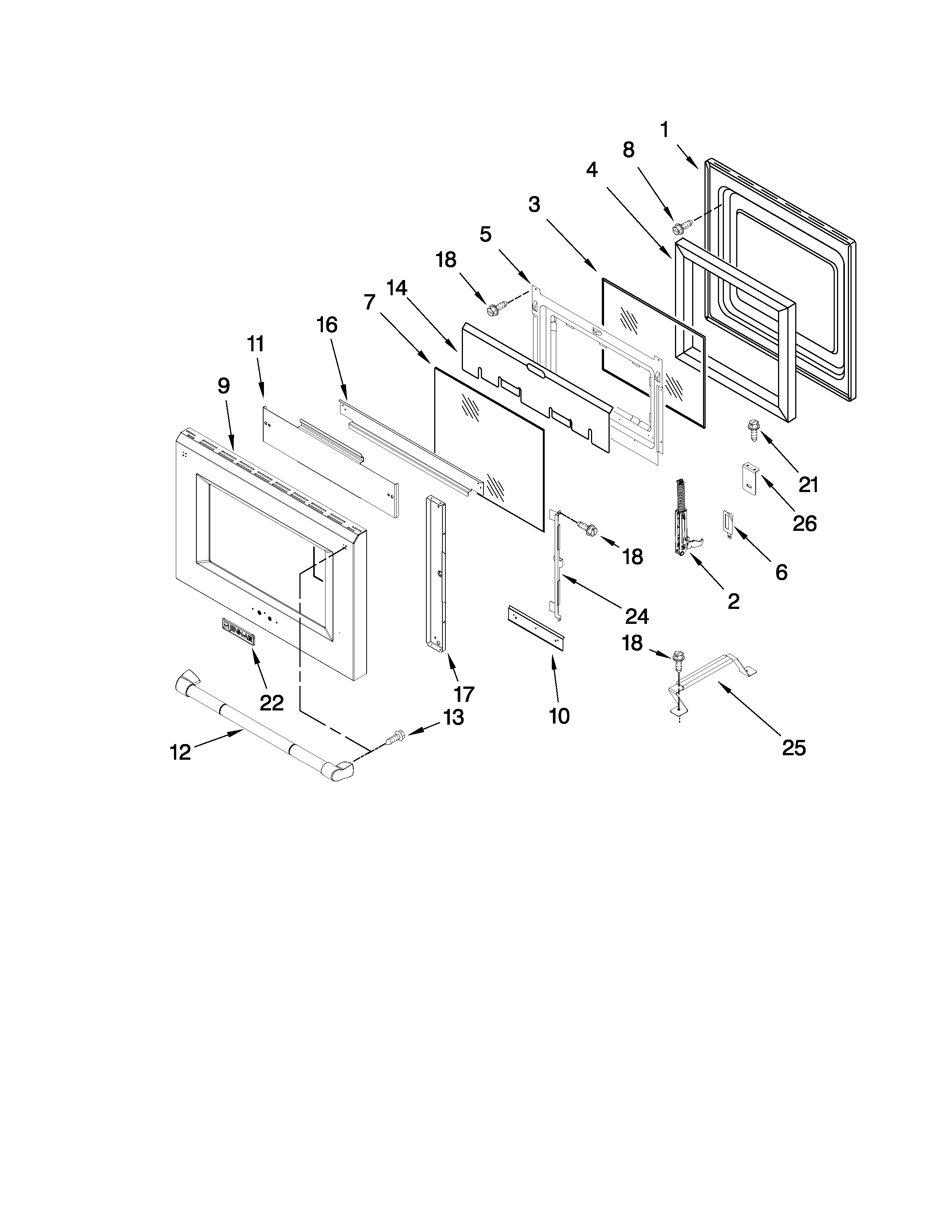 Oven door parts