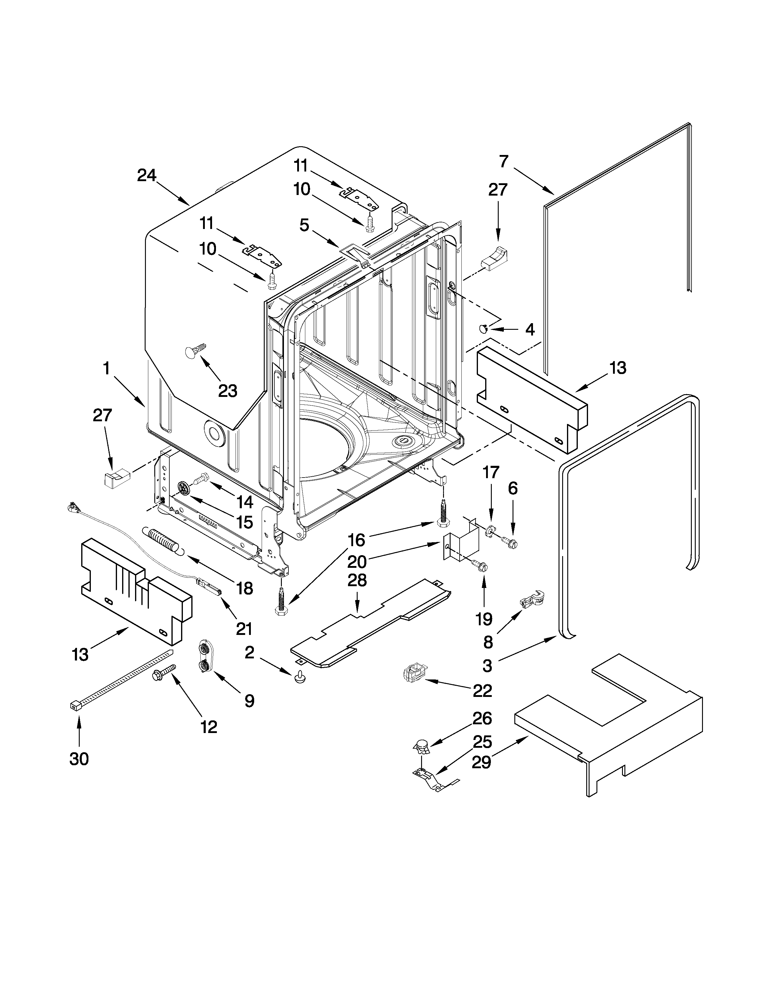 Tub and frame parts