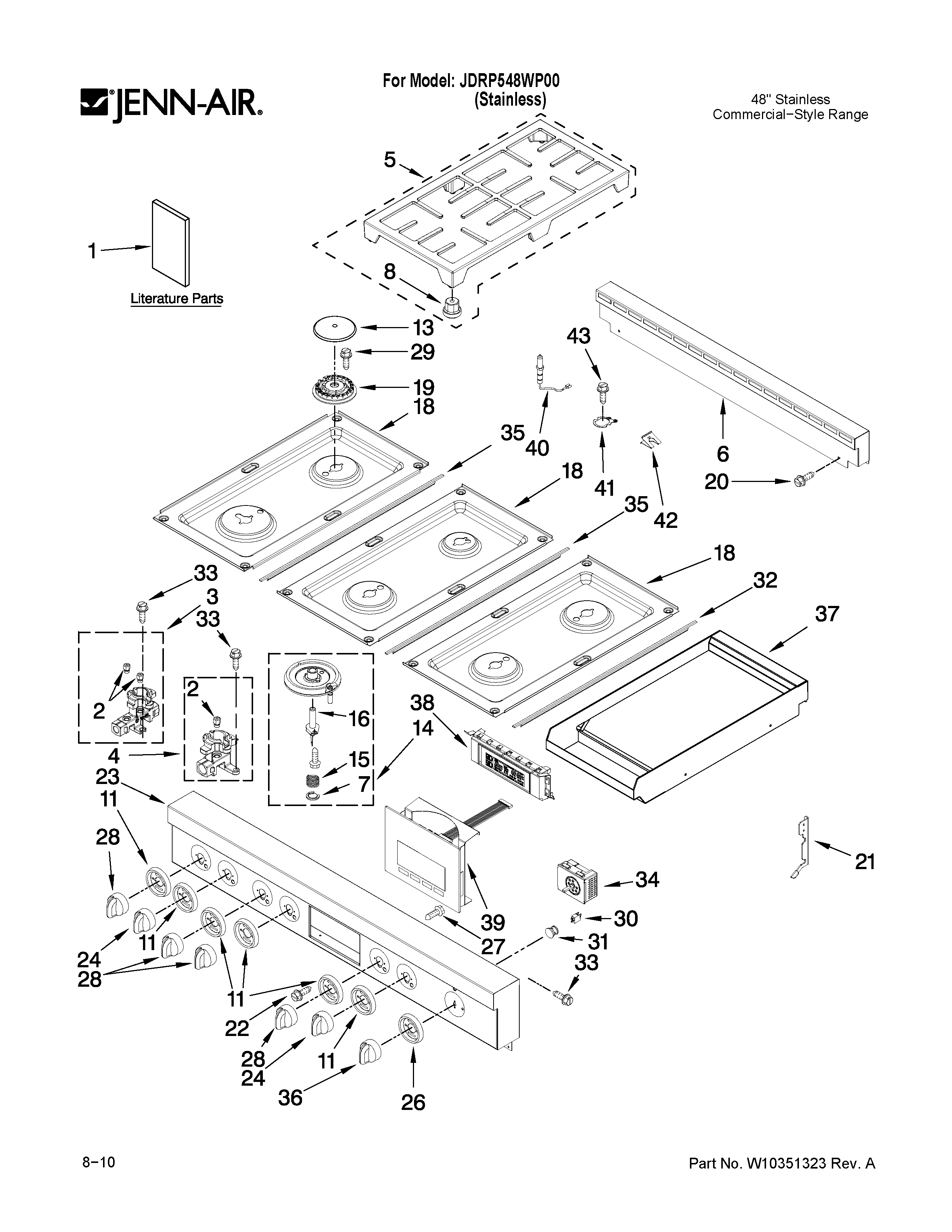 Cooktop, burner and grate parts