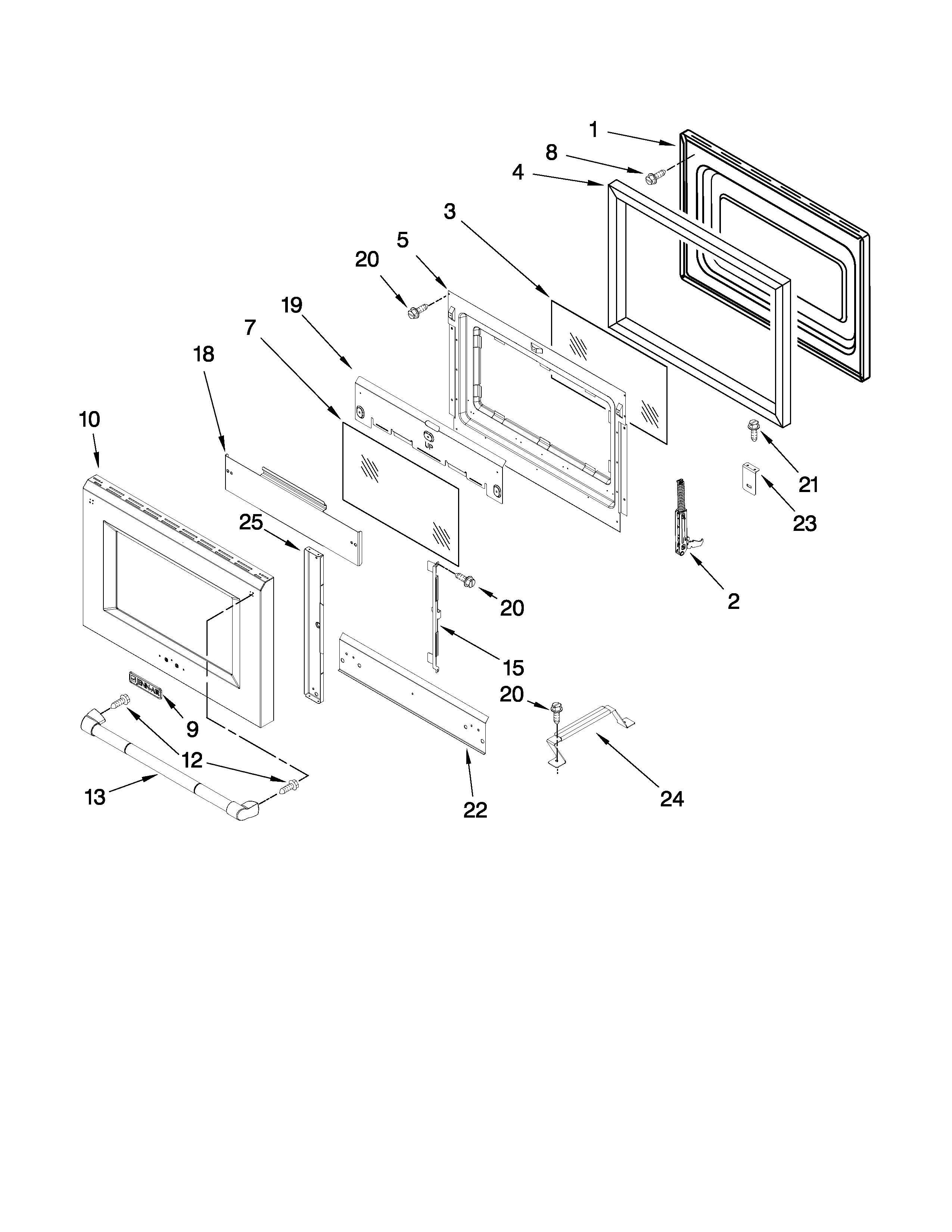 30" oven door parts