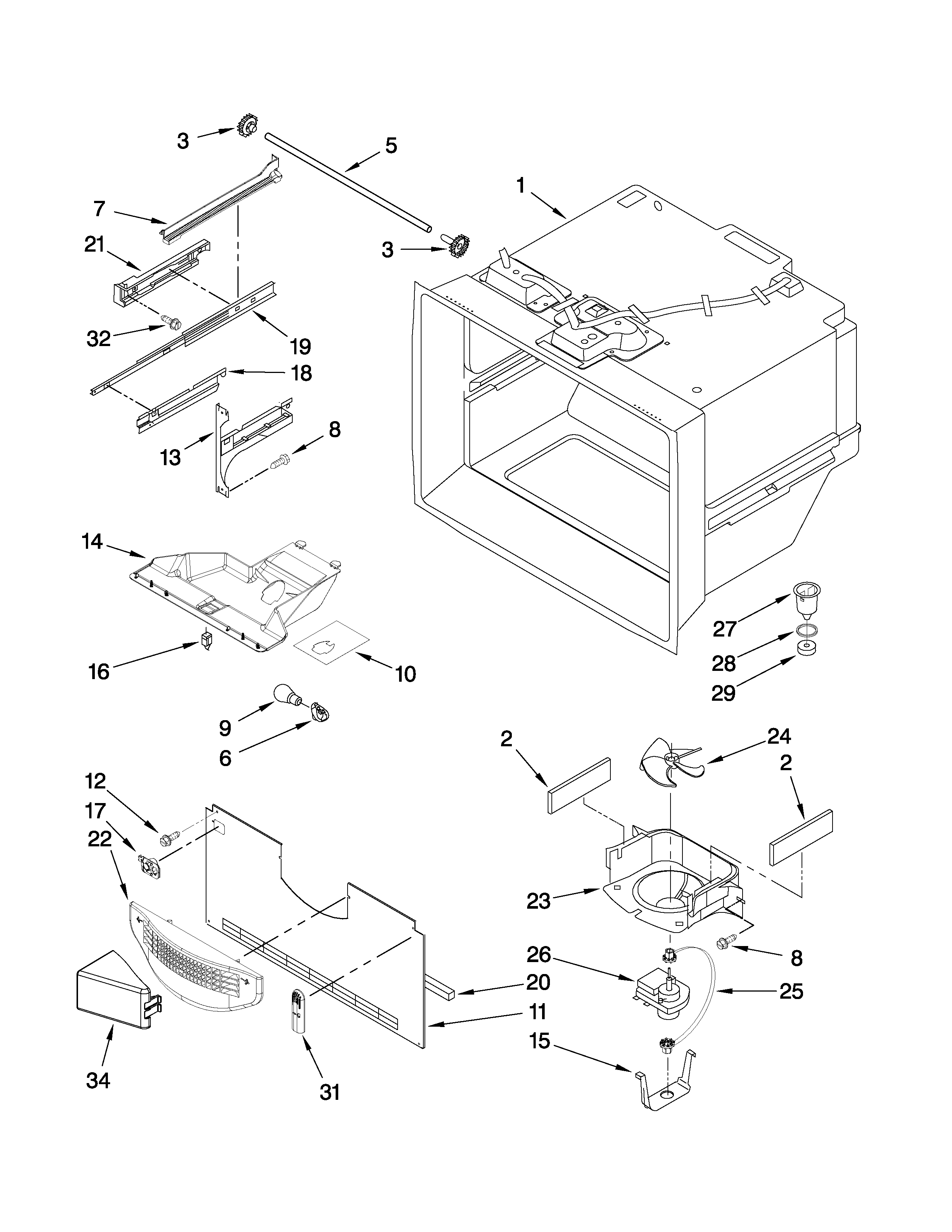 Freezer liner parts