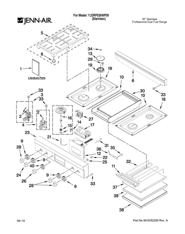 Cooktop, burner and grate parts