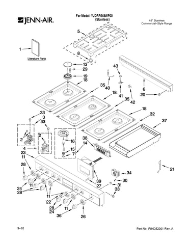 Cooktop, burner and grate parts