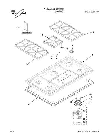 Cooktop, burner and grate parts