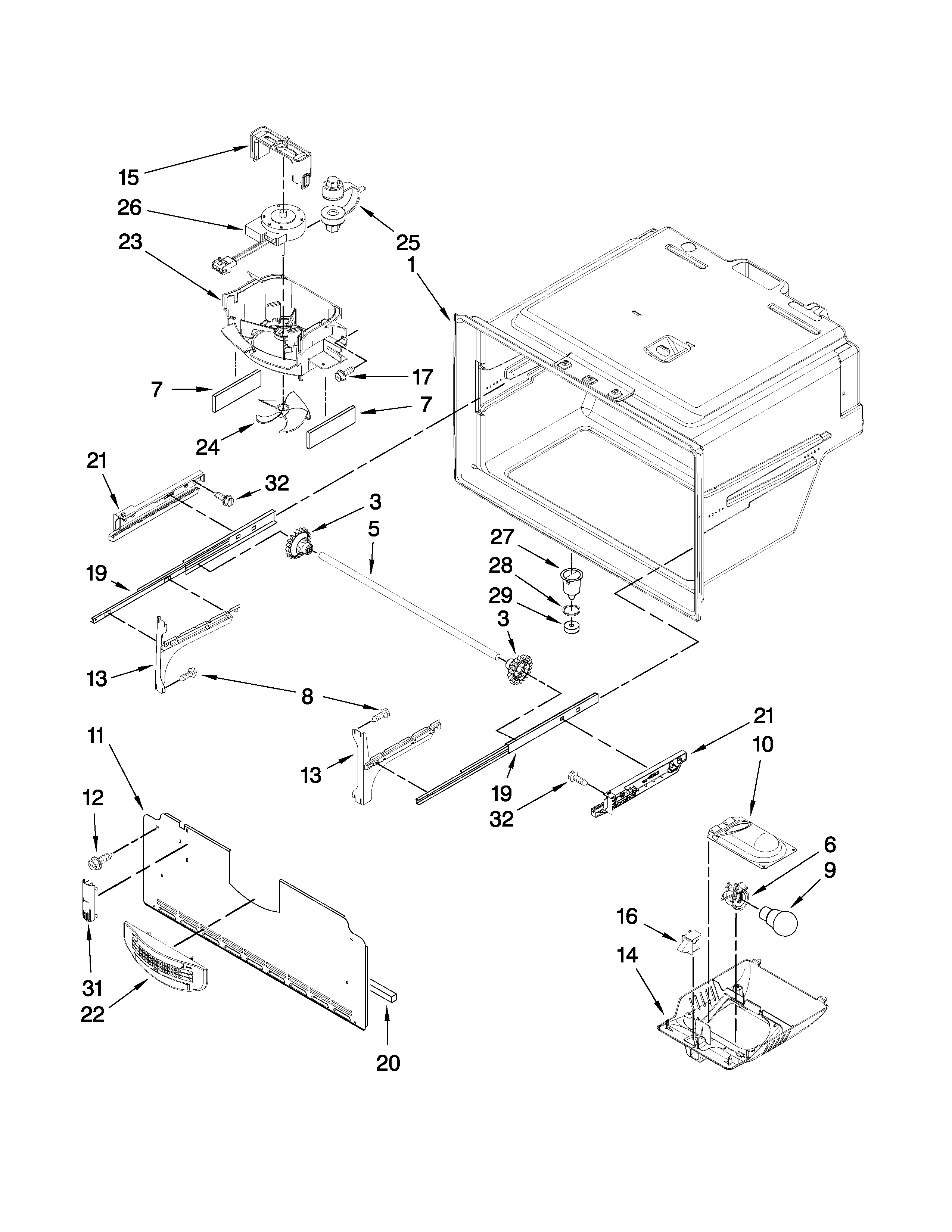 Freezer liner parts