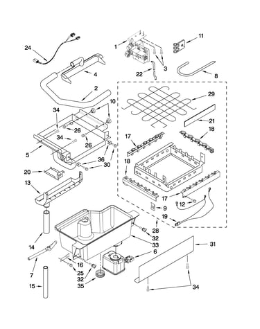 Evaporator, ice cutter grid and water parts