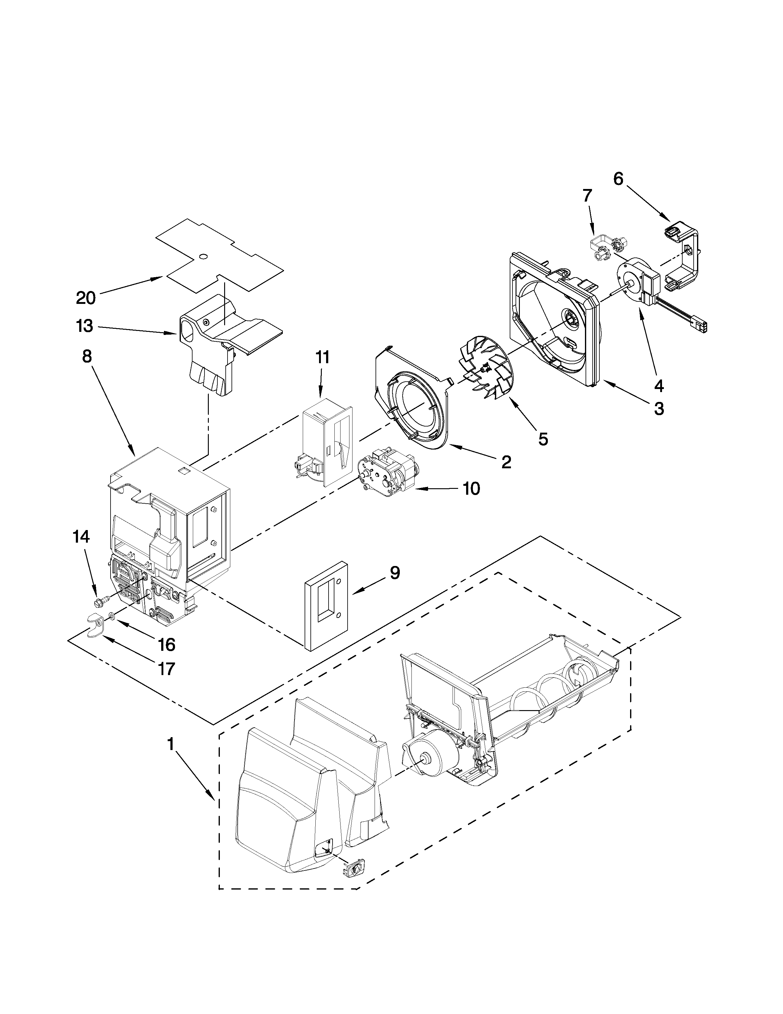 MOTOR AND ICE CONTAINER PARTS