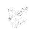 Amana AFI2538AEW5 motor and ice container parts diagram