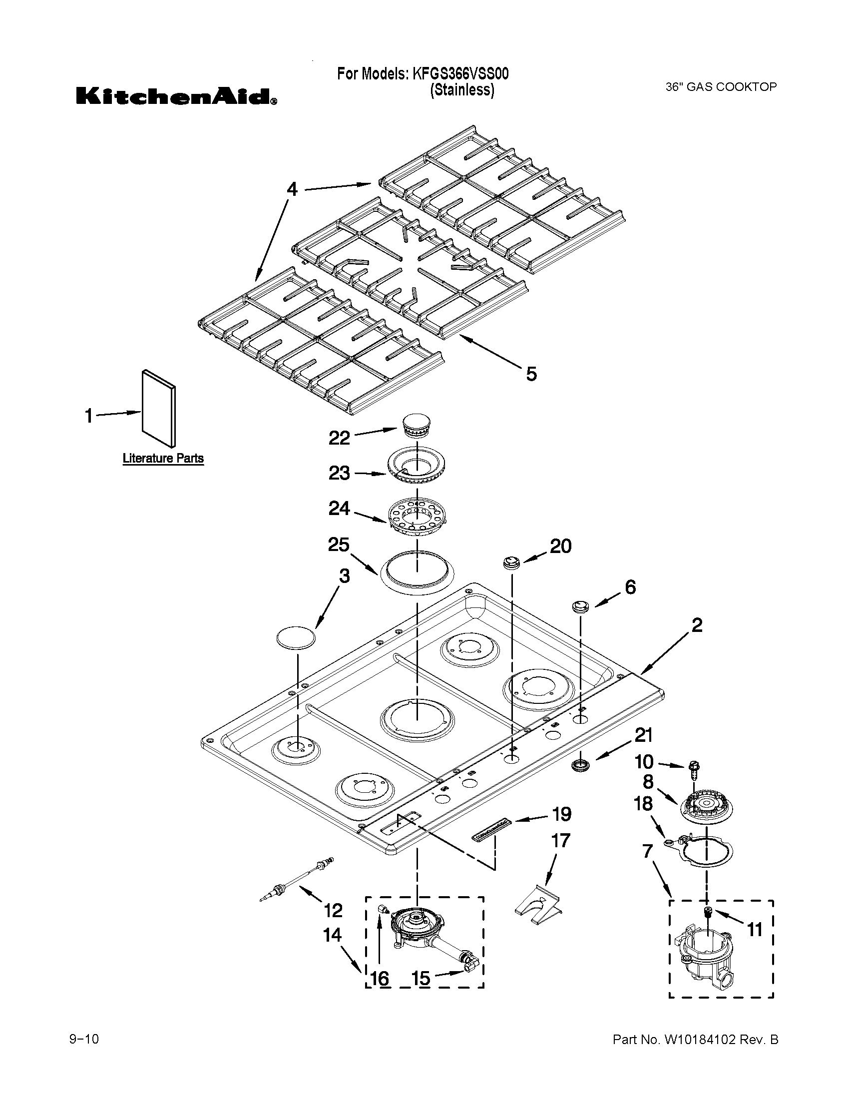 COOKTOP, BURNER AND GRATE PARTS