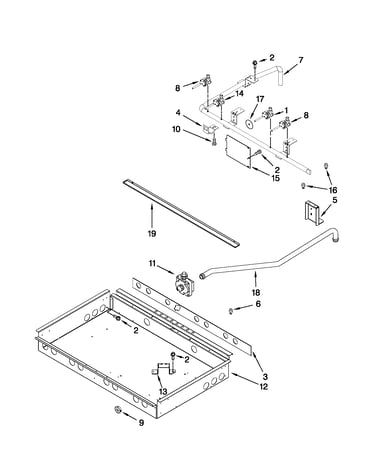 Burner box, gas valves, and switches