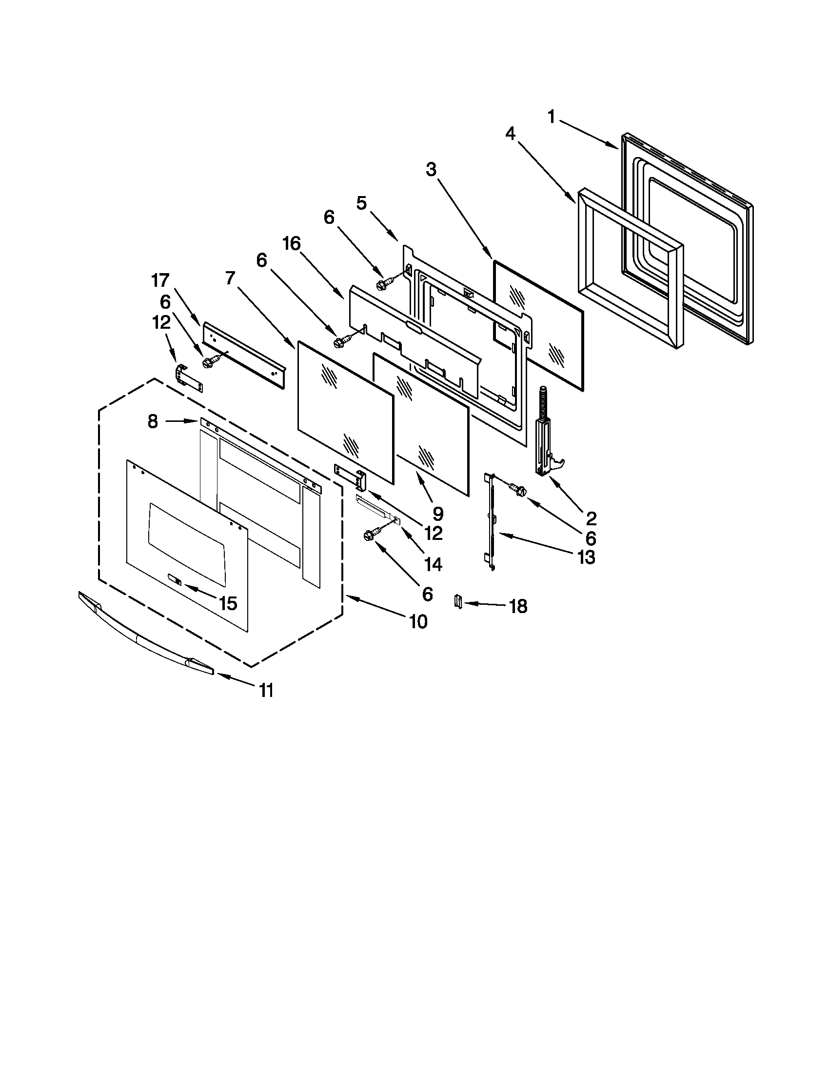 Oven door parts
