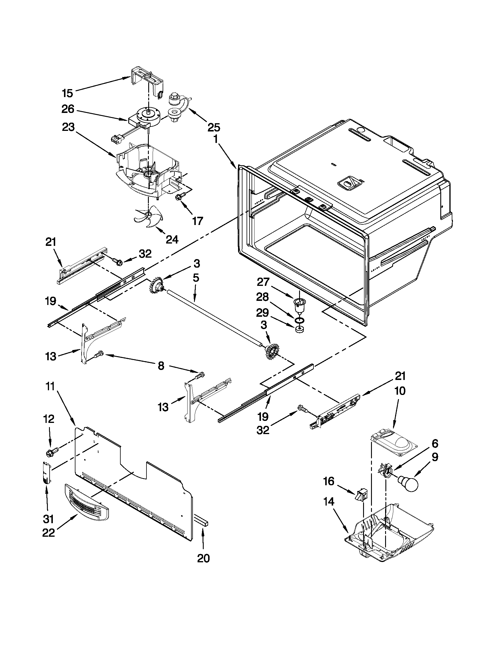 Freezer liner parts