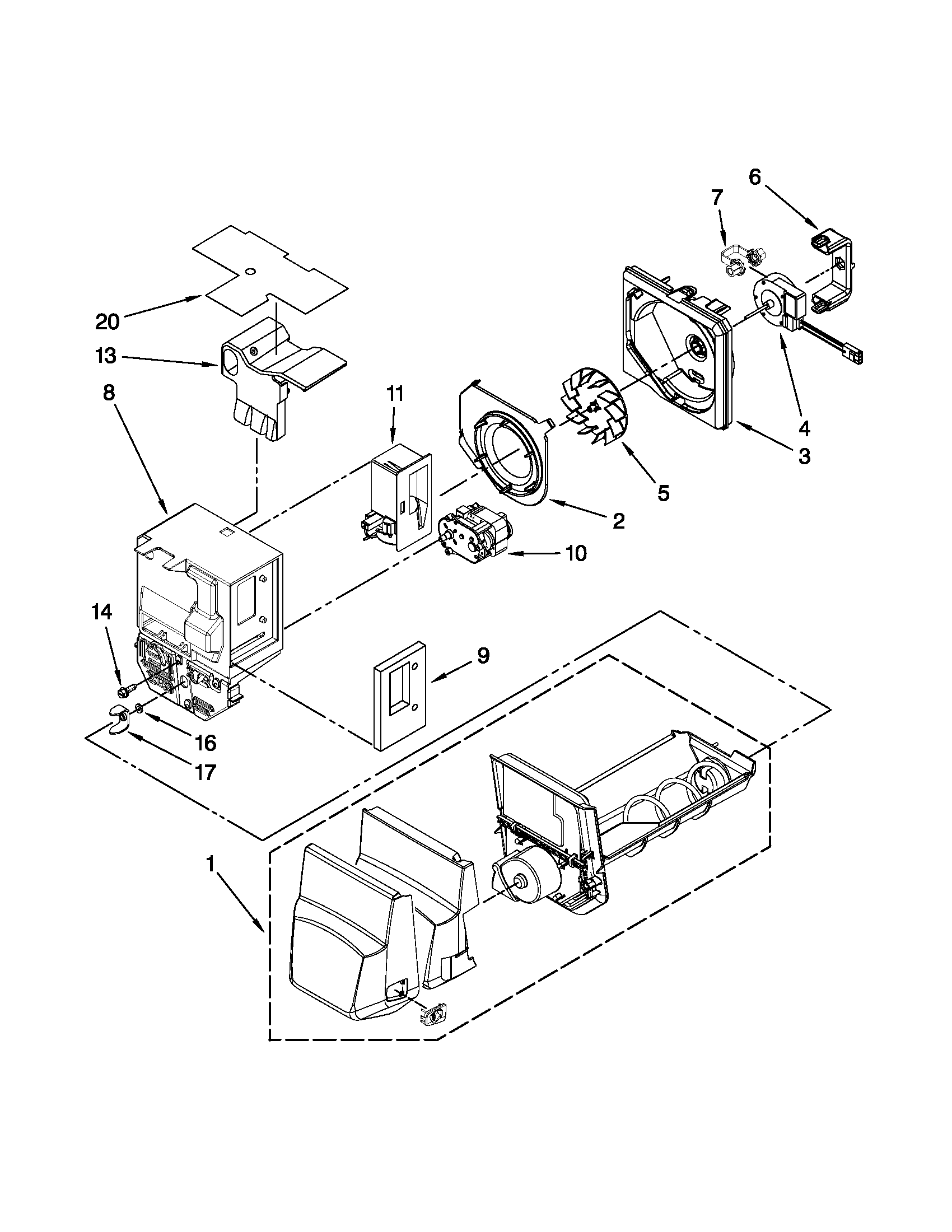 MOTOR AND ICE CONTAINER PARTS