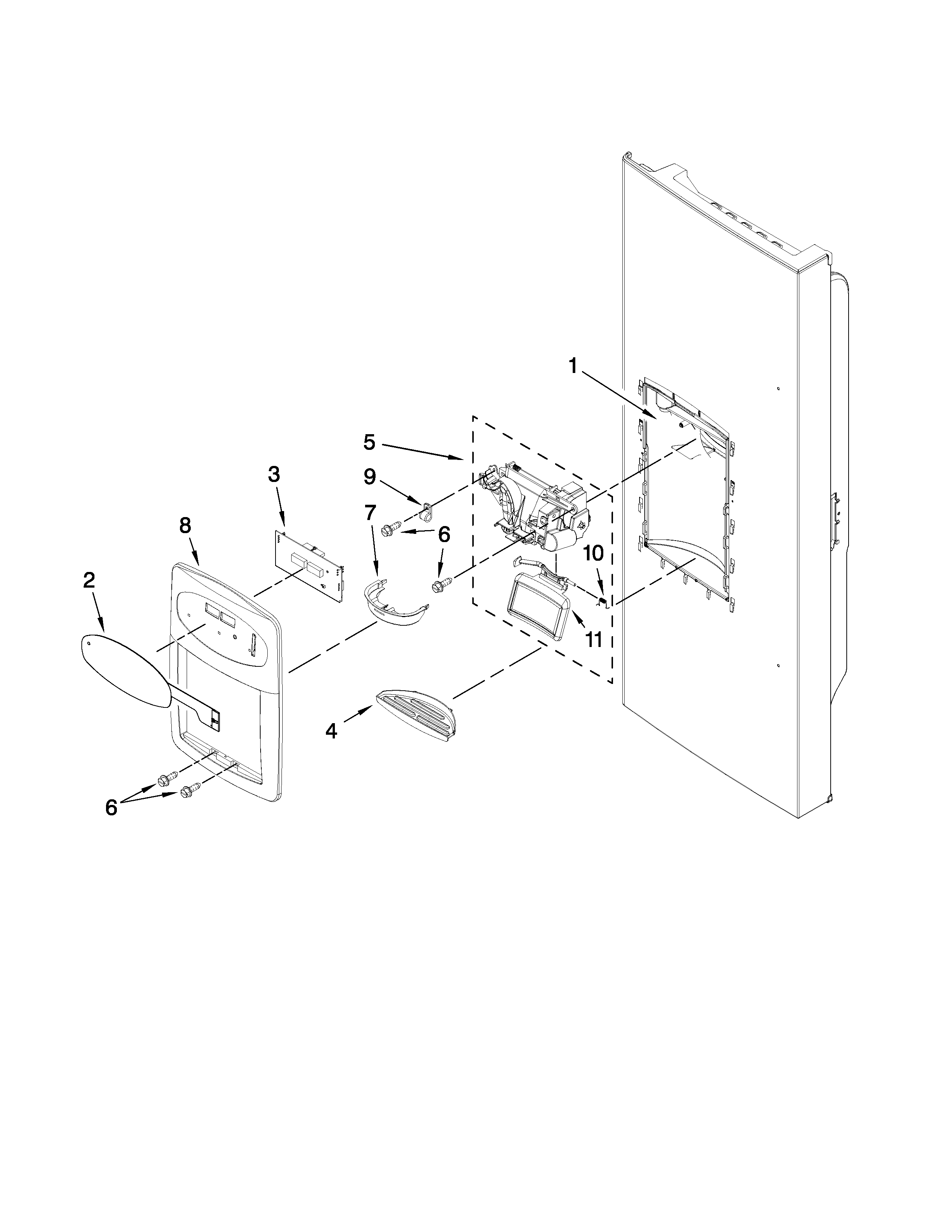 Dispenser front parts