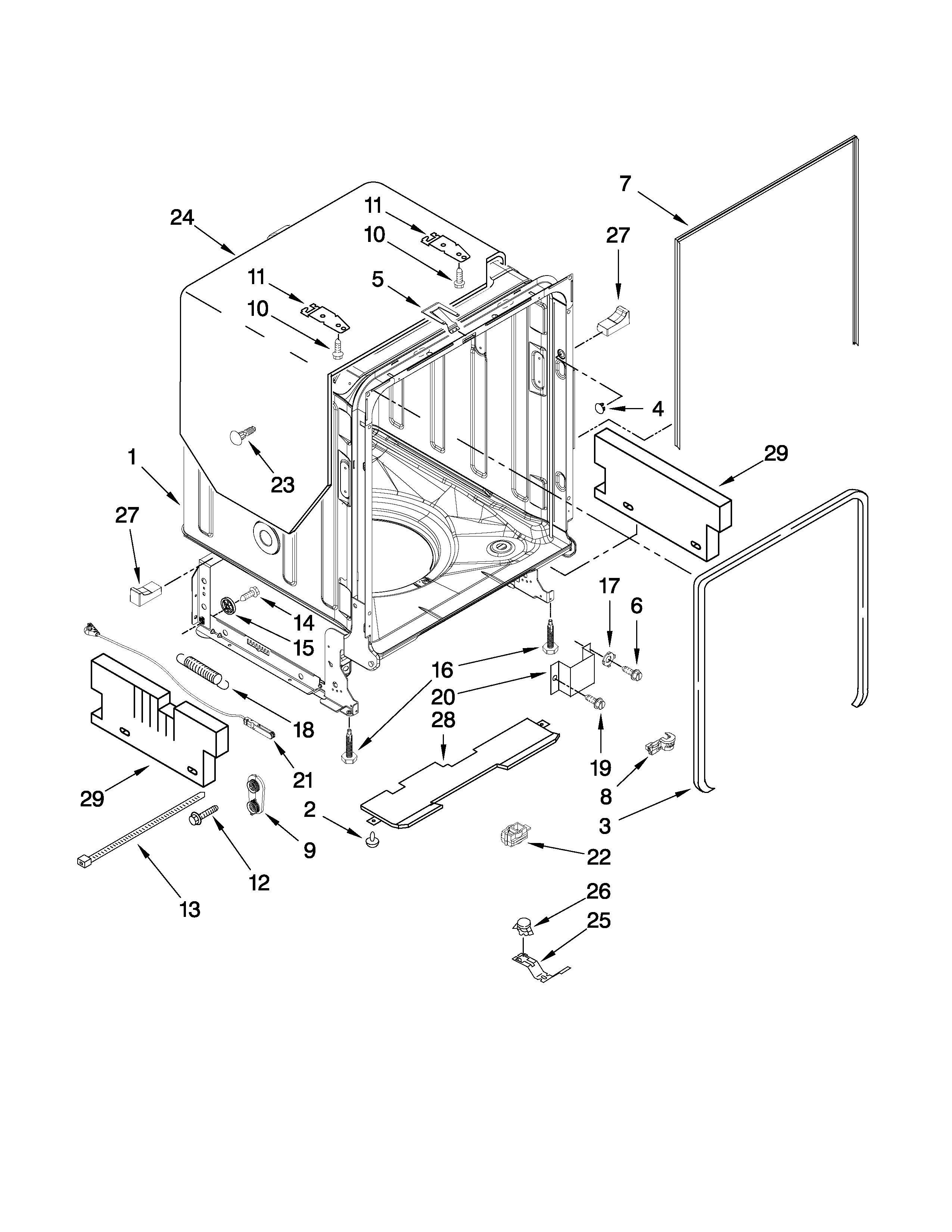 TUB AND FRAME PARTS