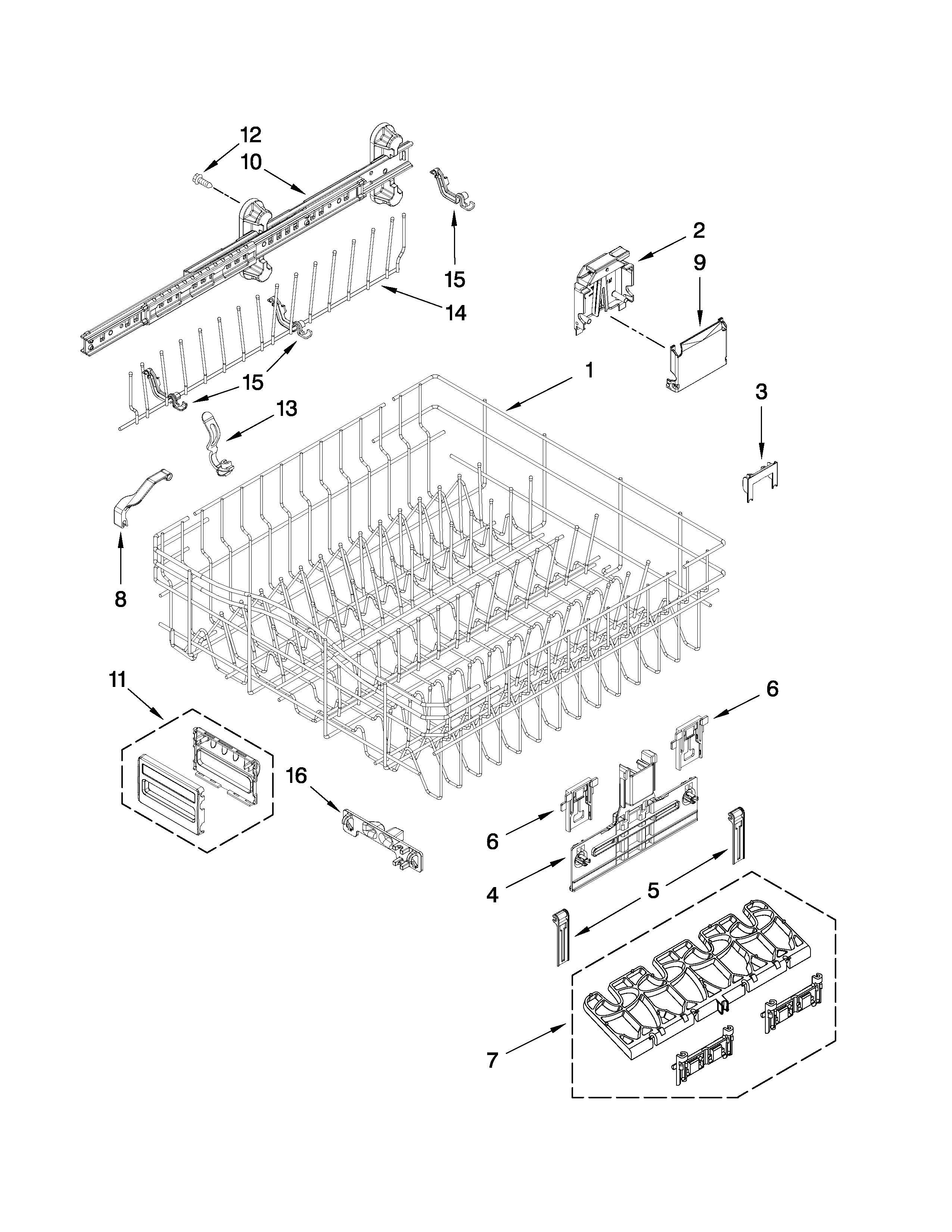 UPPER RACK AND TRACK PARTS