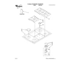 Whirlpool G7CG3064XB00 cooktop, burner and grate parts diagram