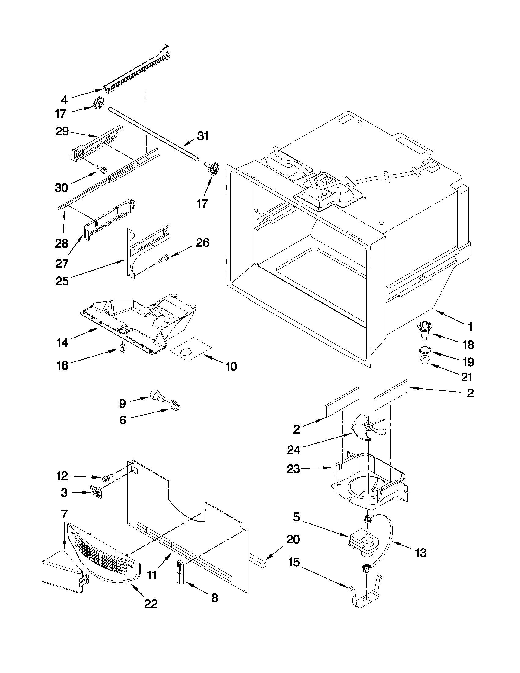 Freezer liner parts
