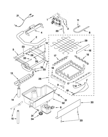 Evaporator, ice cutter grid and water parts