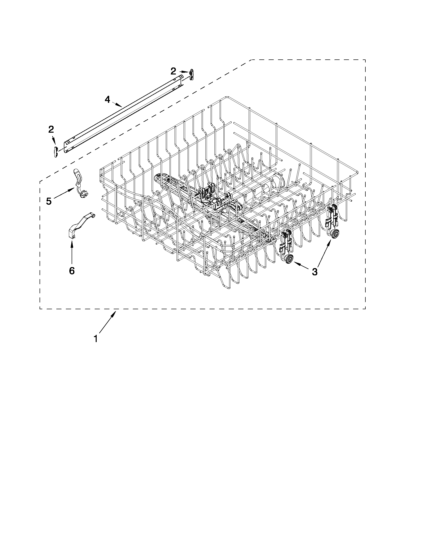 Upper rack and track parts