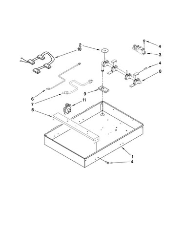 Burner box, gas valves, and switches