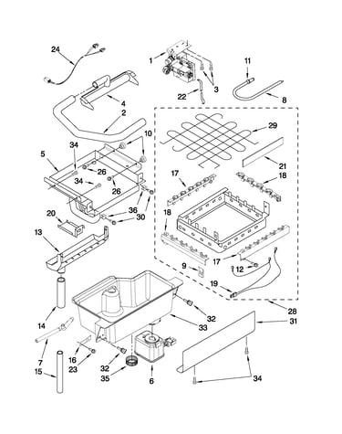 Evaporator, ice cutter grid and water parts