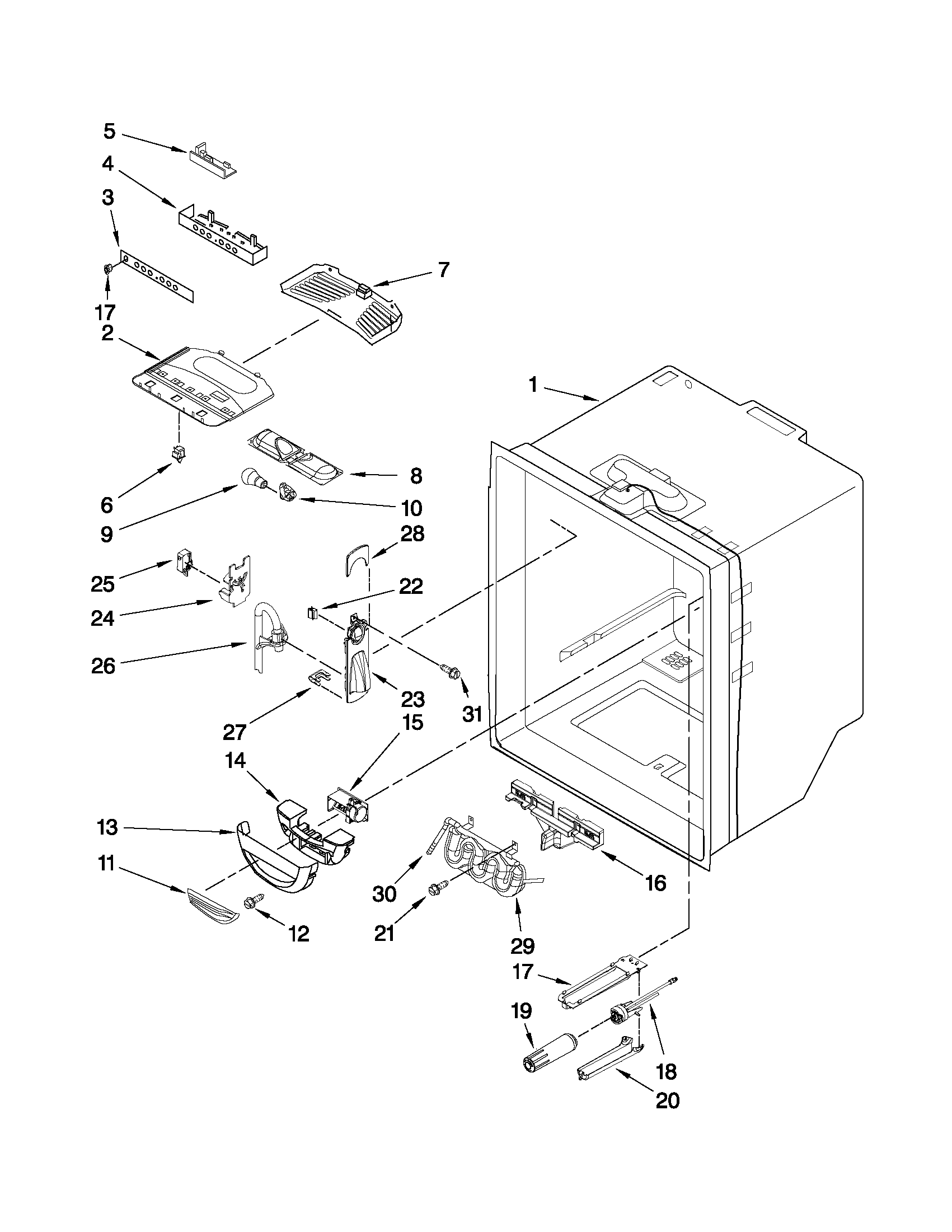 Refrigerator liner parts