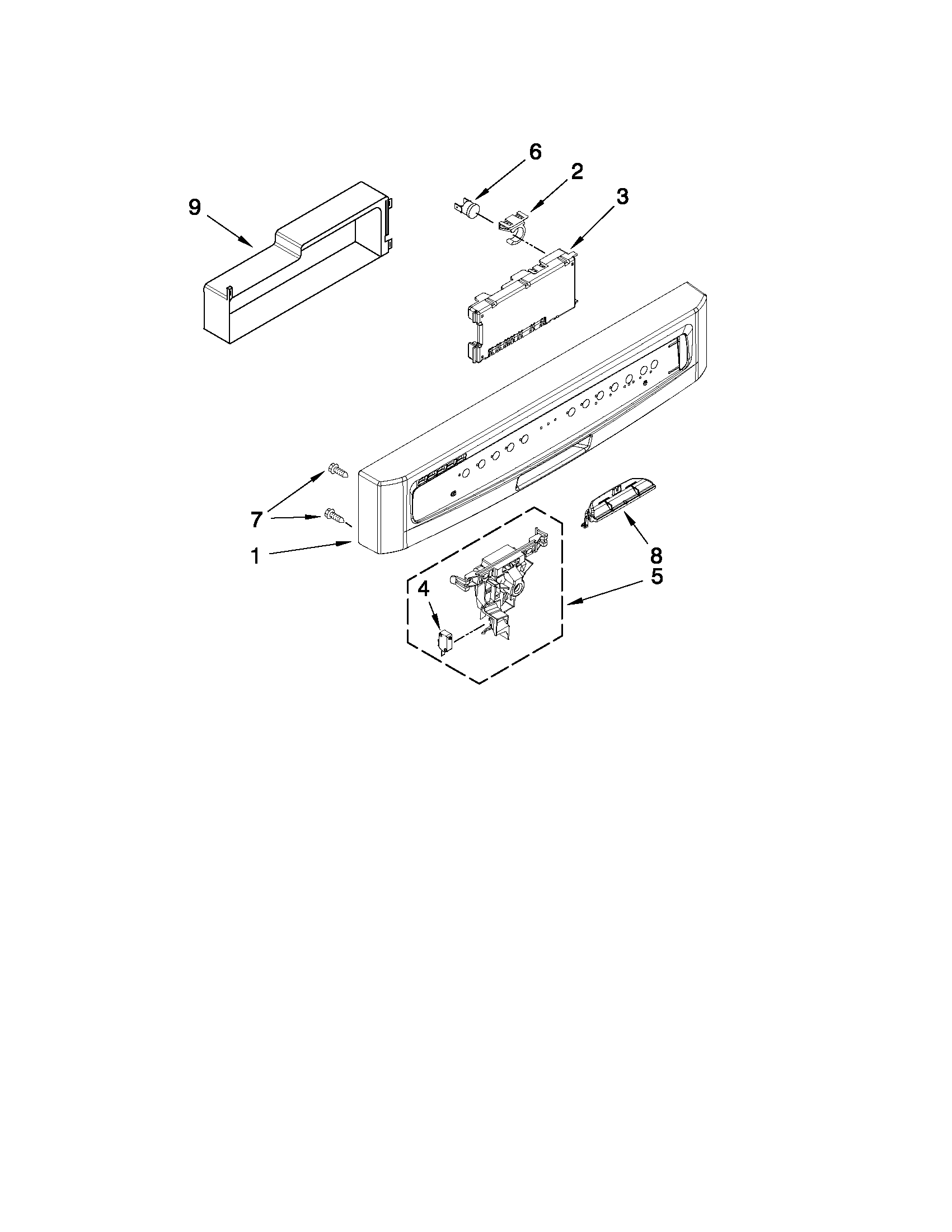 Control panel and latch parts