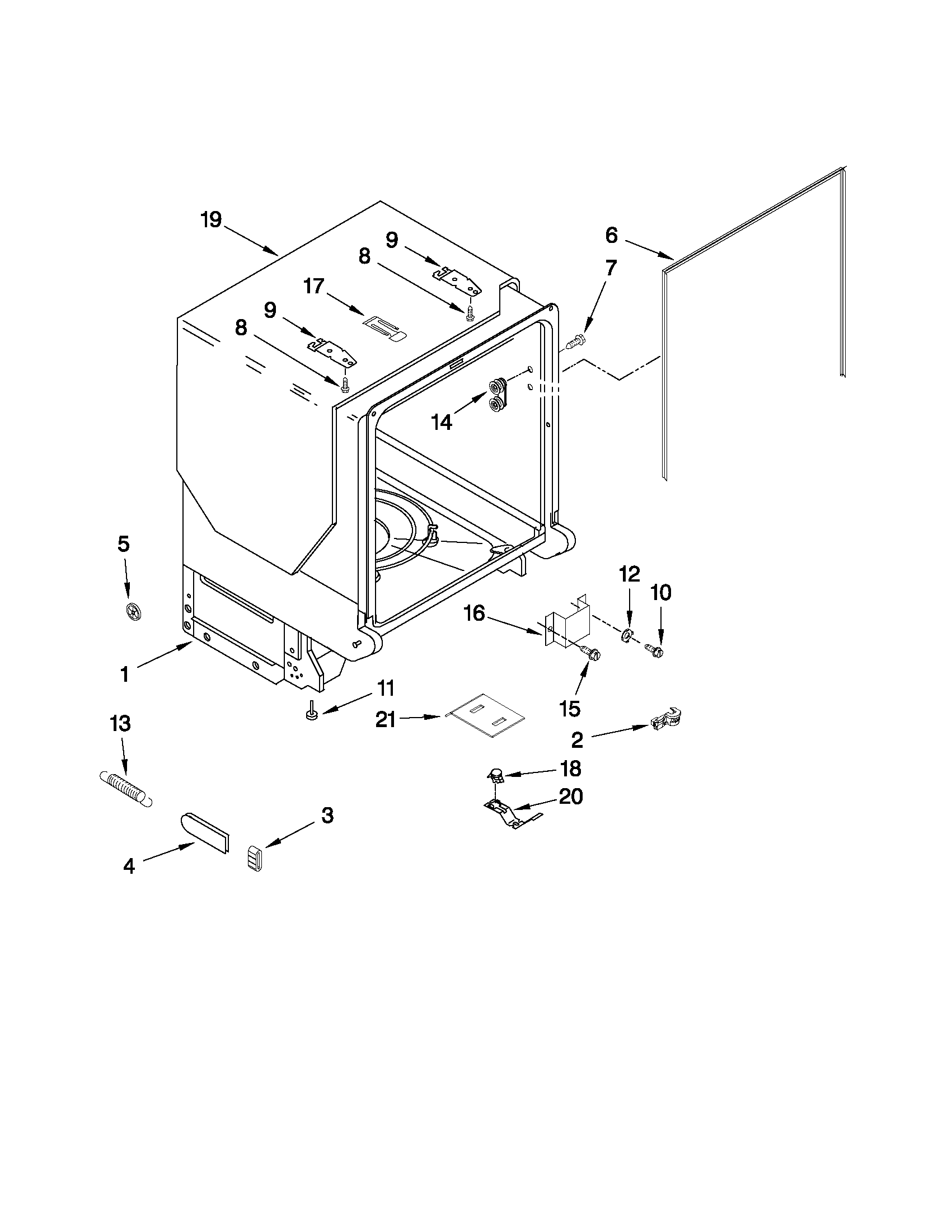 TUB AND FRAME PARTS