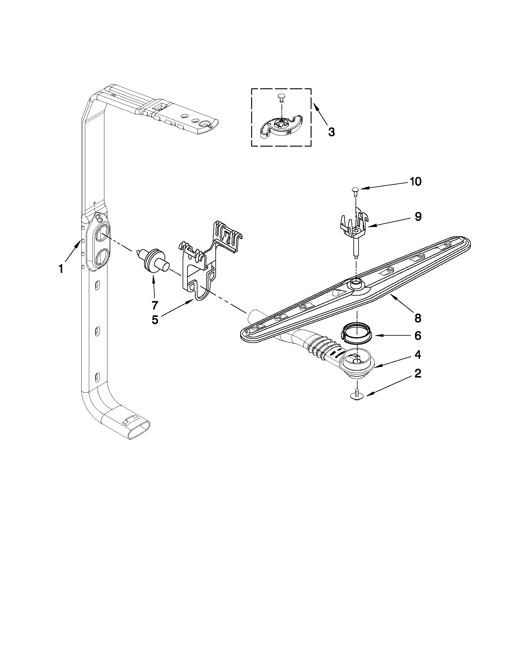 Upper wash and rinse parts