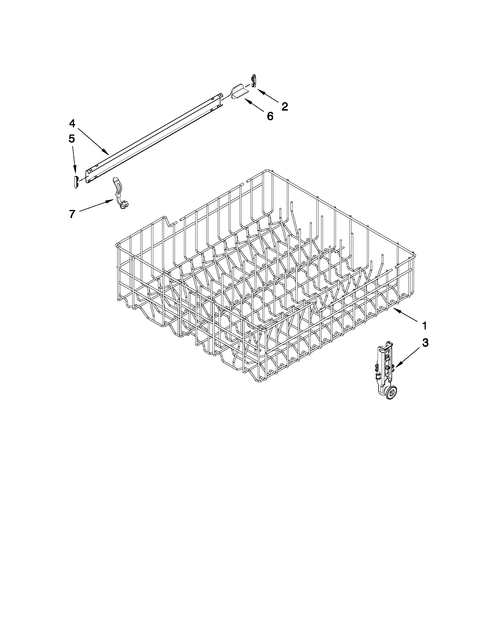 Upper rack and track parts