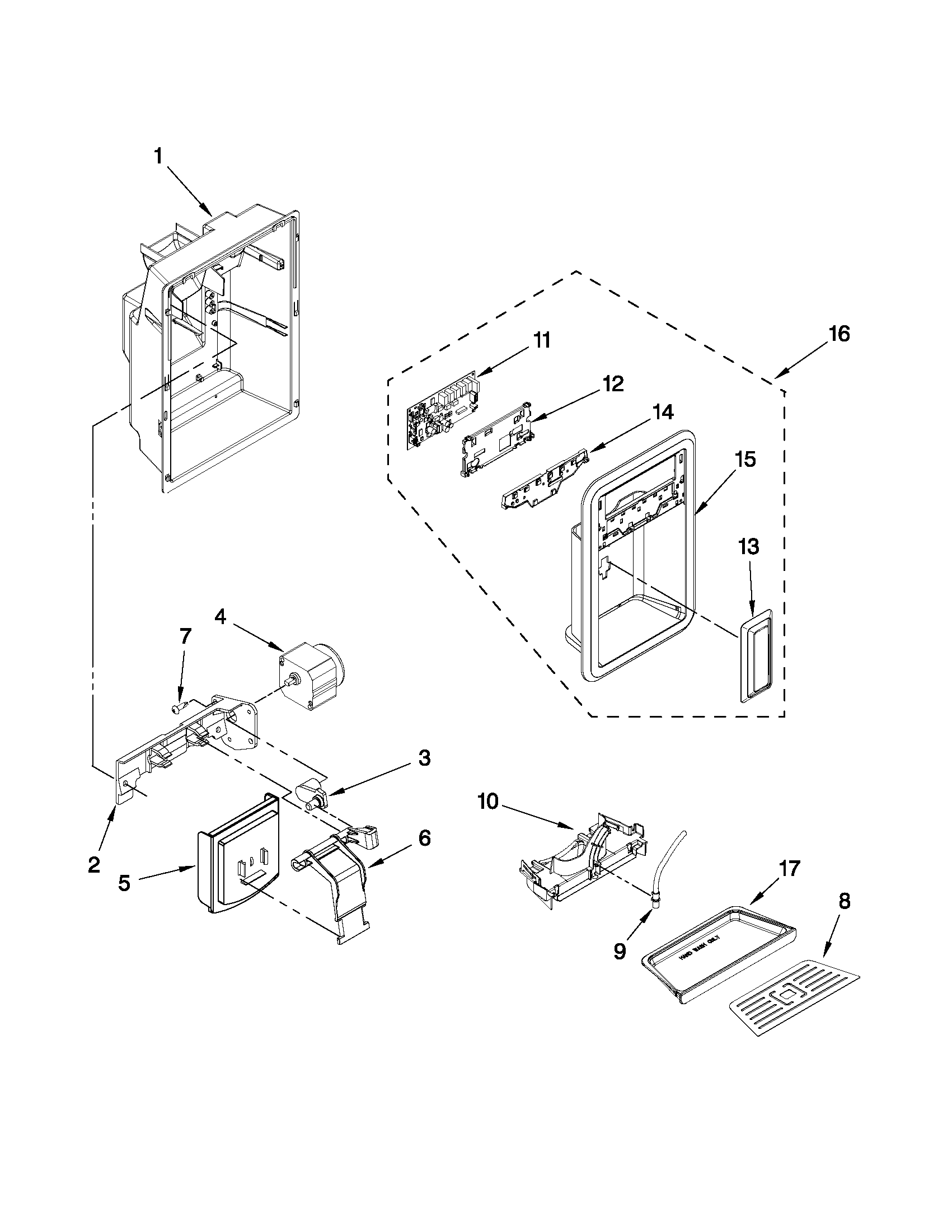 Dispenser front parts