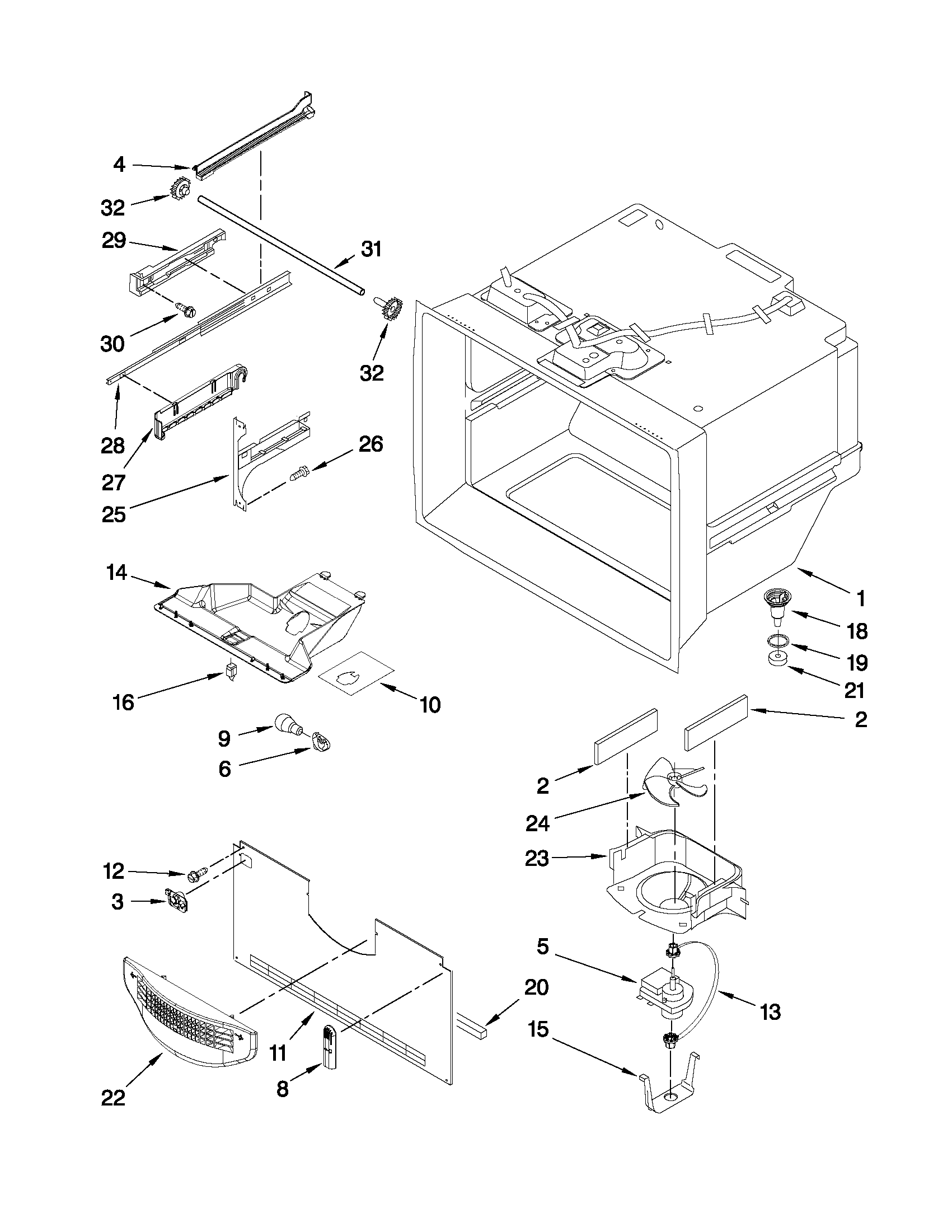 Freezer liner parts