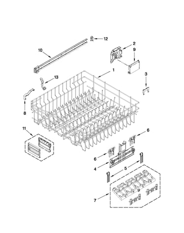 Upper rack and track parts