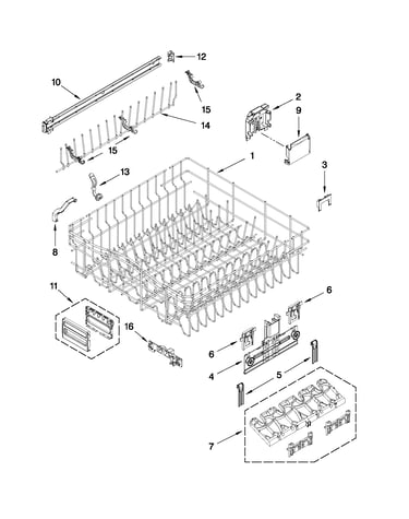 Upper rack and track parts