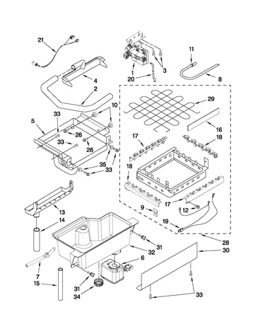 Evaporator, ice cutter grid and water parts