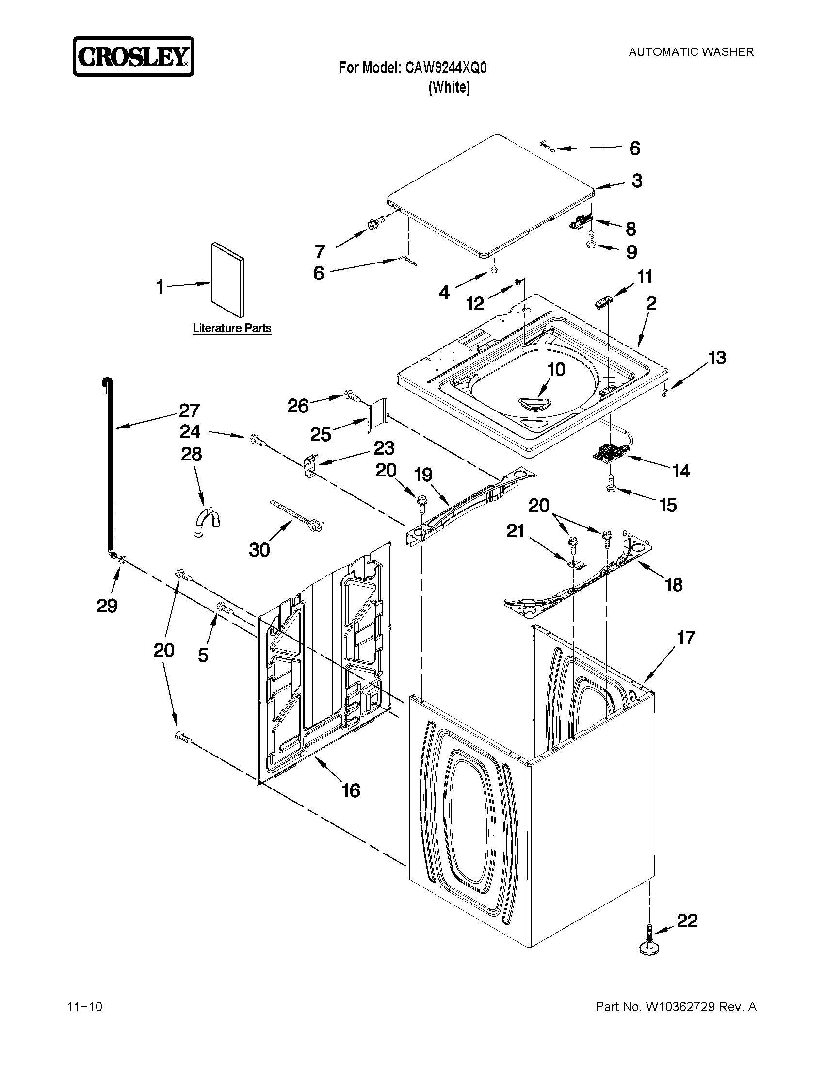 TOP AND CABINET PARTS