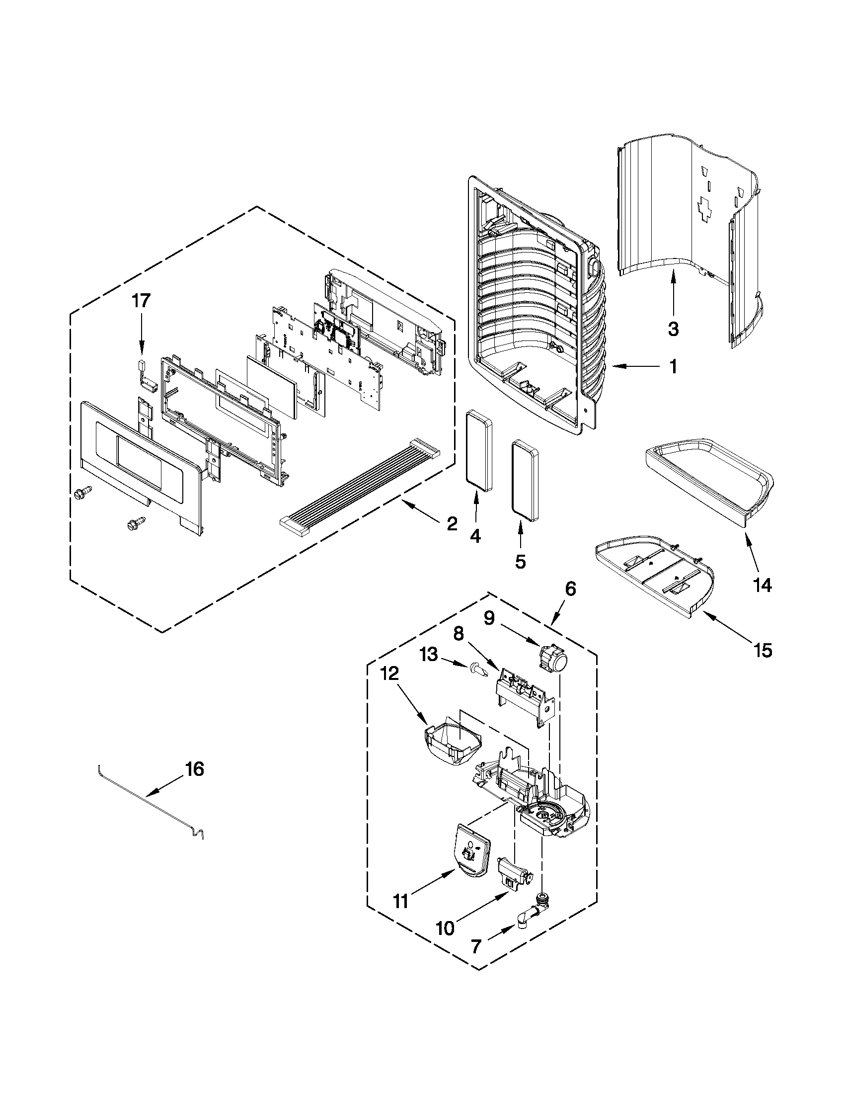 Dispenser front parts