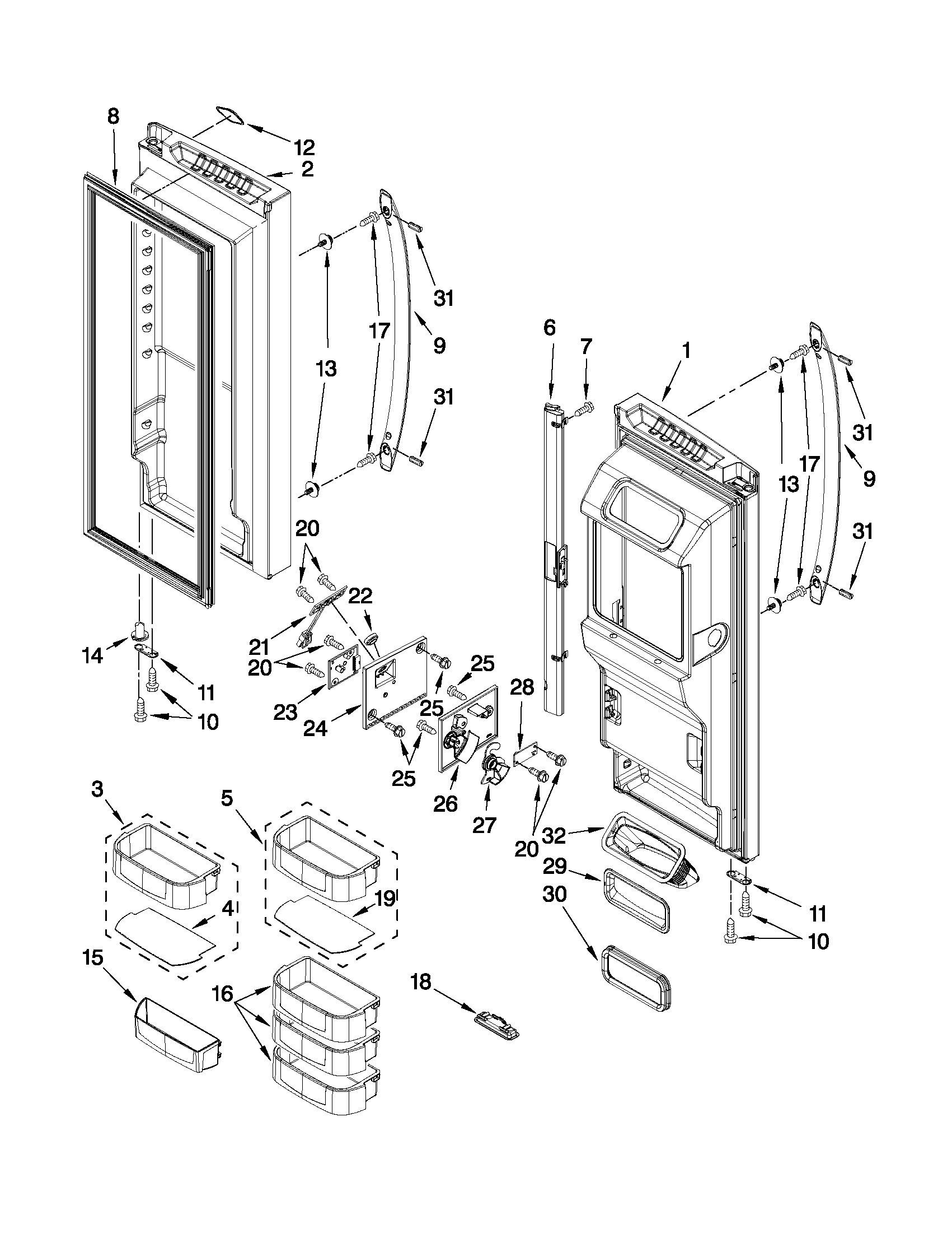 Refrigerator door parts