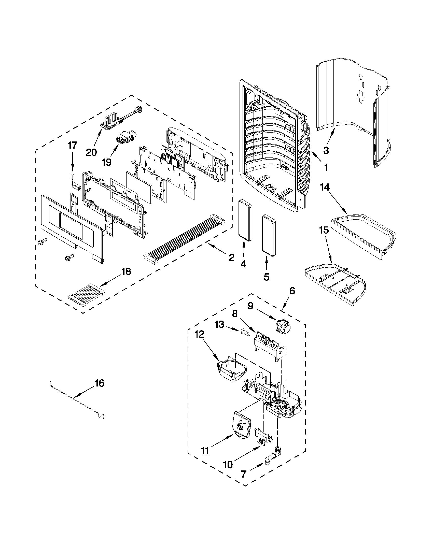 Dispenser front parts