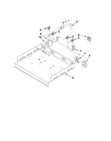 Burner box, gas valves, and switches
