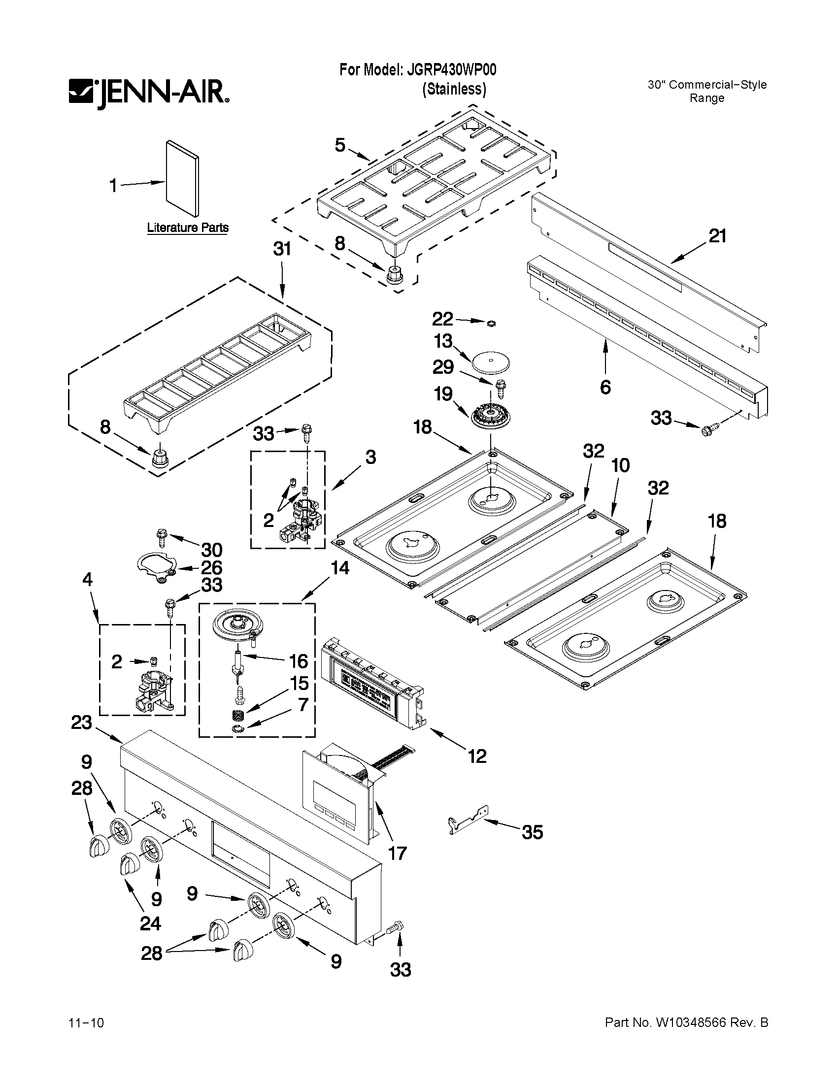 COOKTOP, BURNER AND GRATE PARTS