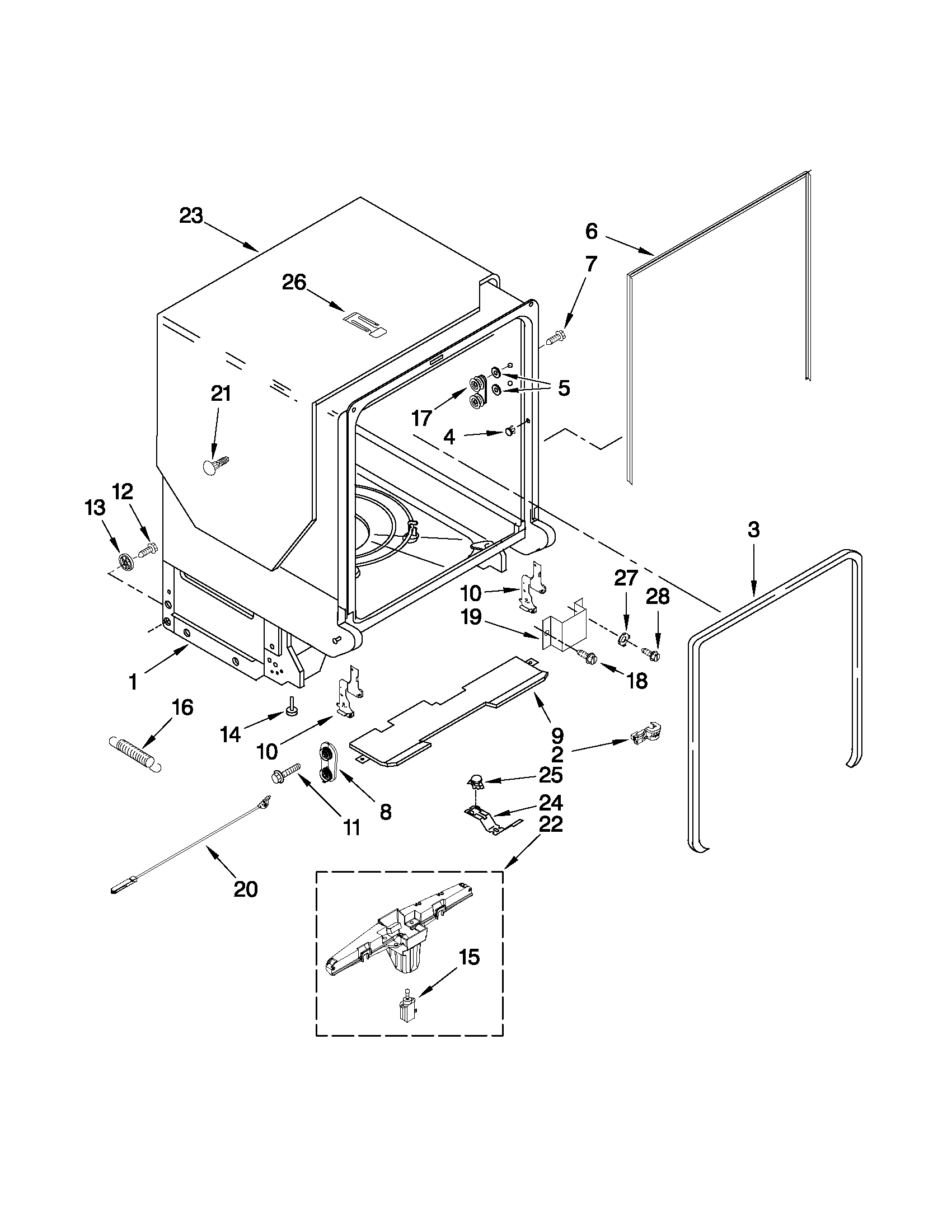 TUB AND FRAME PARTS