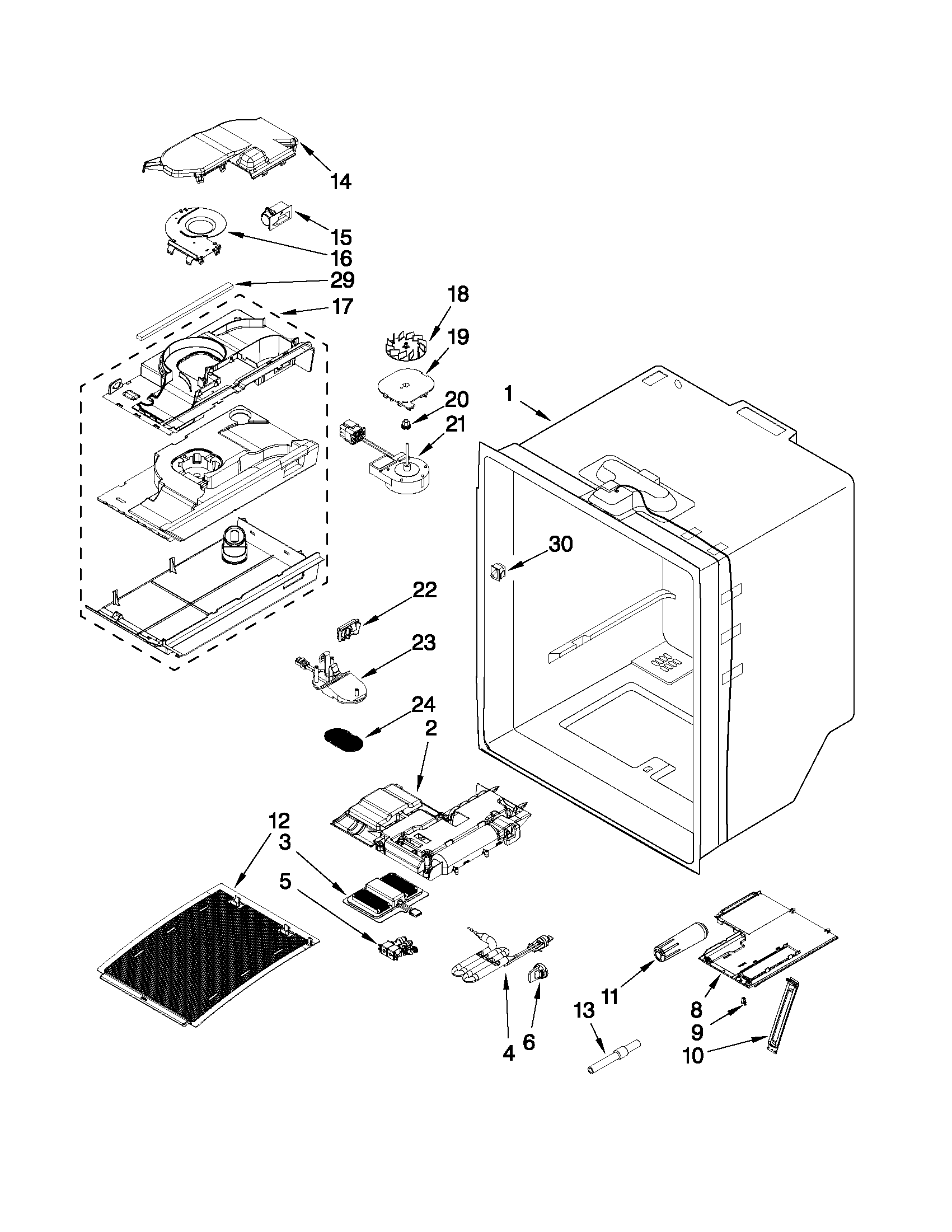 Refrigerator liner parts