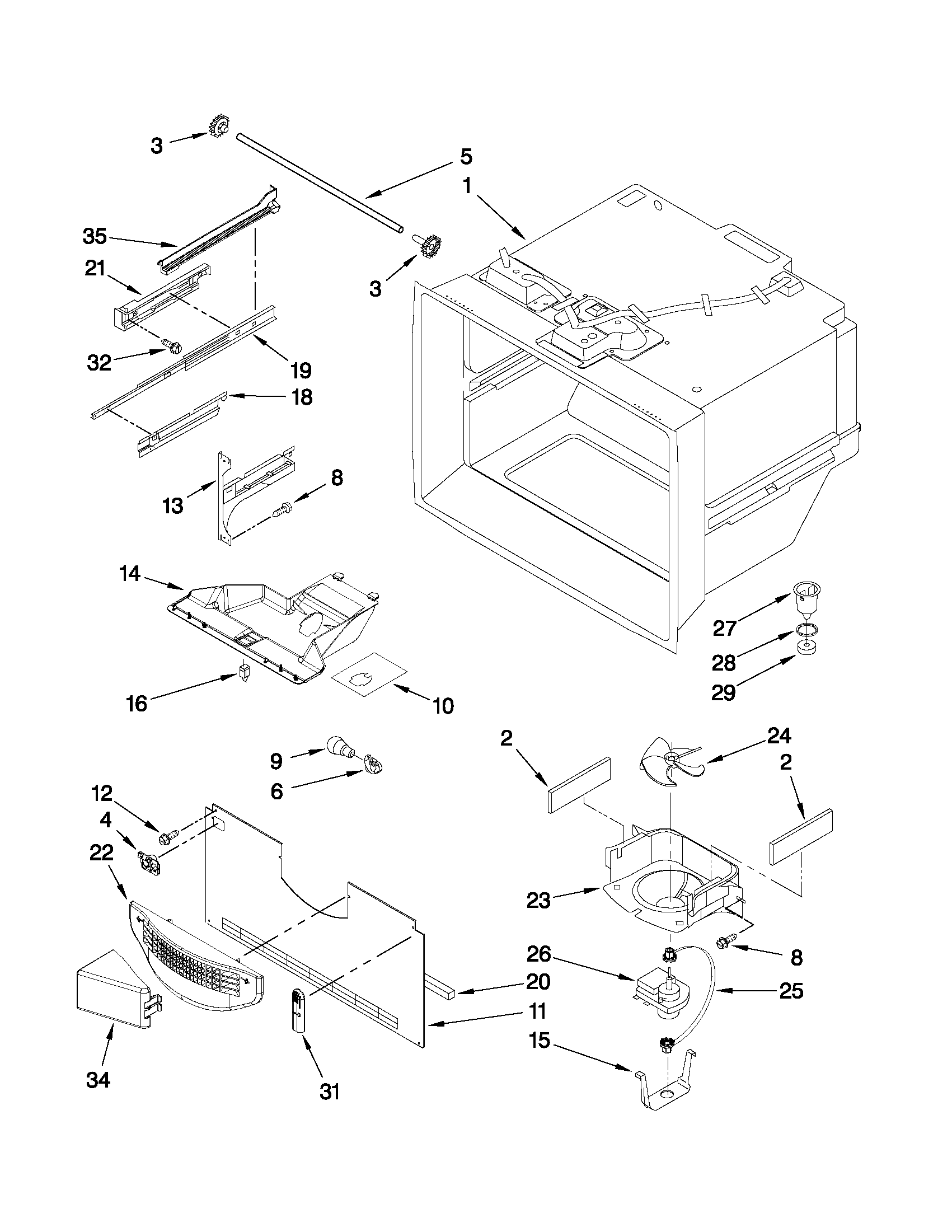 Freezer liner parts