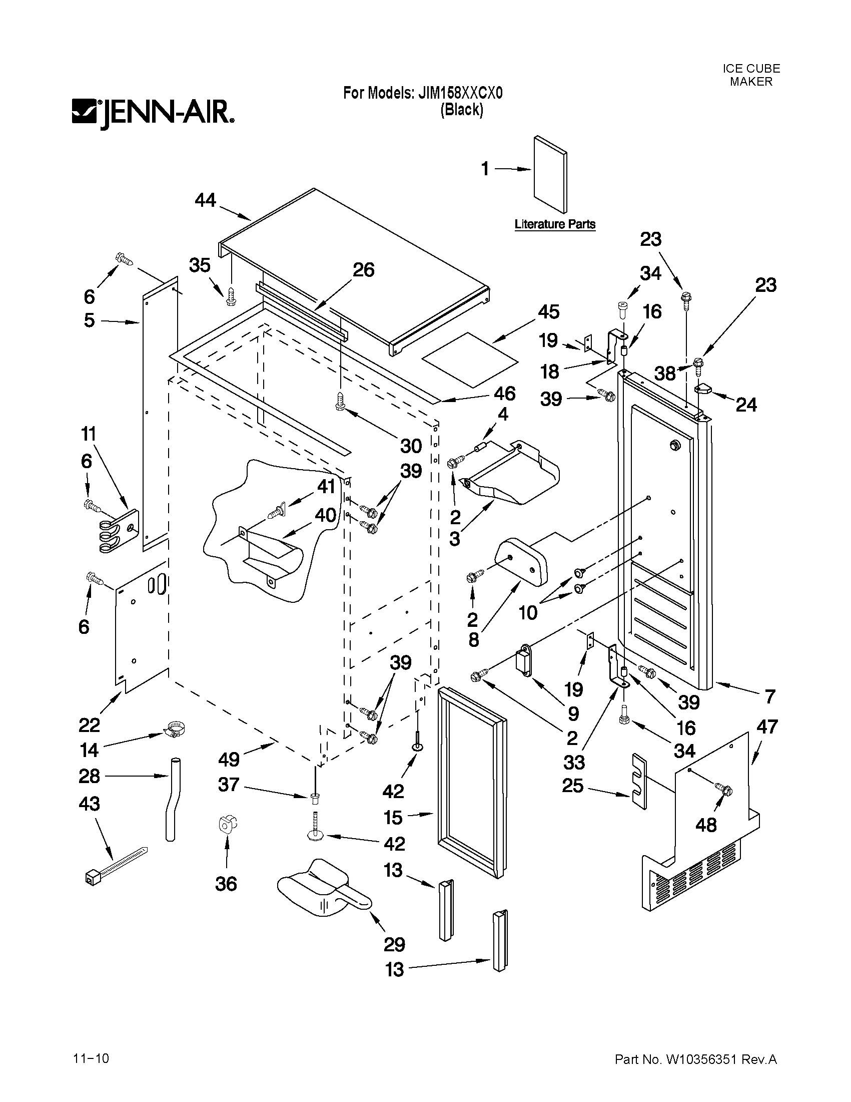 Cabinet liner and door parts