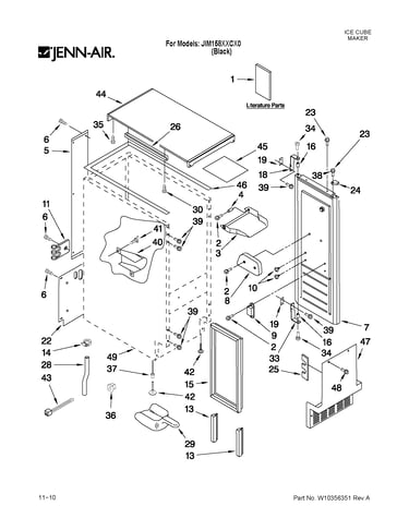 Cabinet liner and door parts